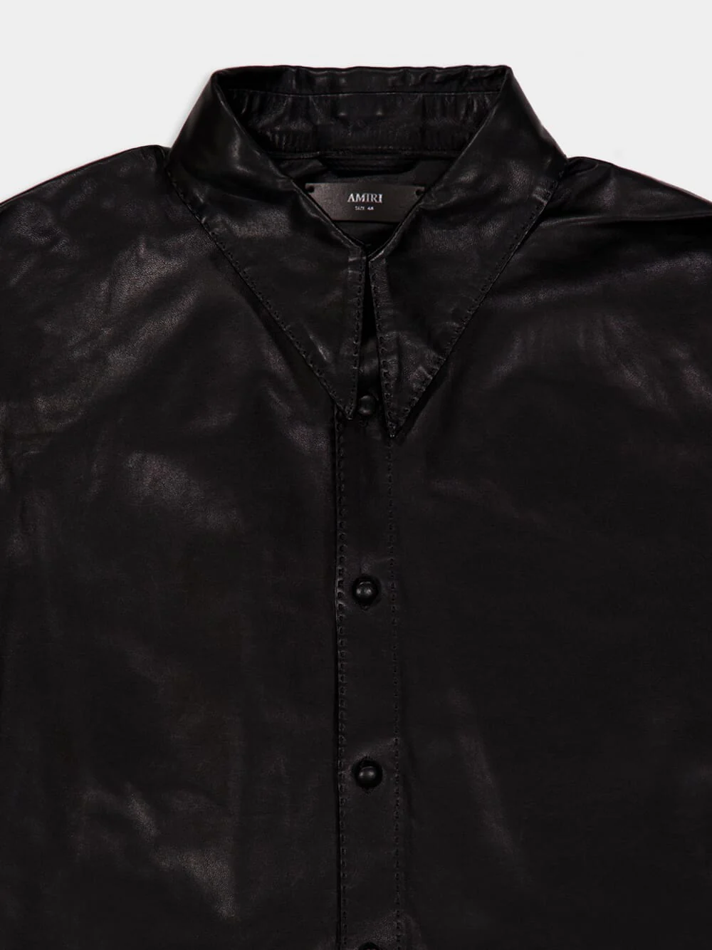 Black Lightweight Leather Button-Up Shirt - Image 4