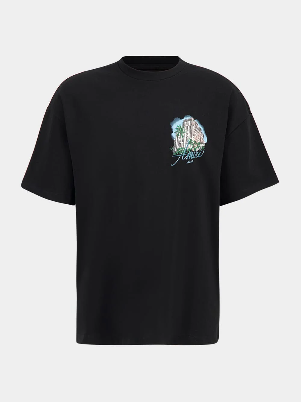 Black Oversized Hotel Print T-Shirt