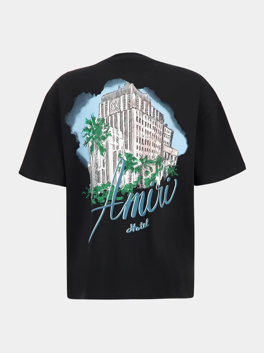 Black Oversized Hotel Print T-Shirt - Image 2