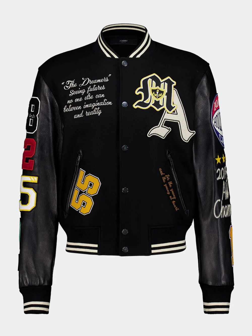 Black Varsity Jacket with Chenille Patches - Image 2
