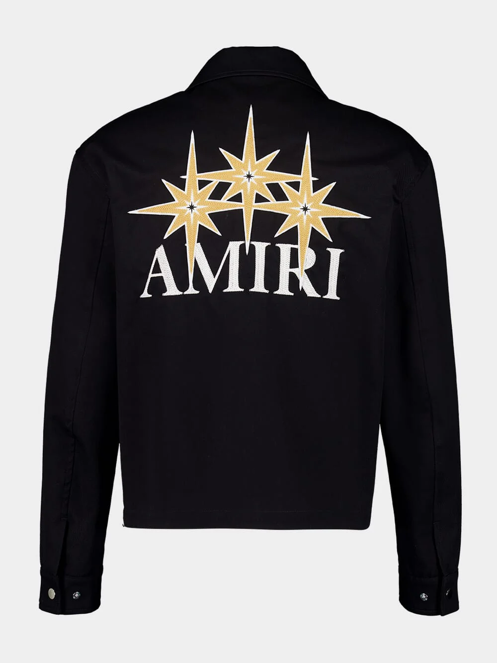 Black Zipped Starburst Cotton Blouson - Image 2