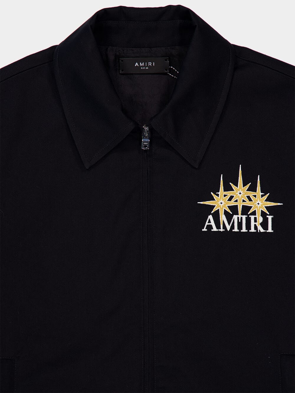 Black Zipped Starburst Cotton Blouson - Image 3