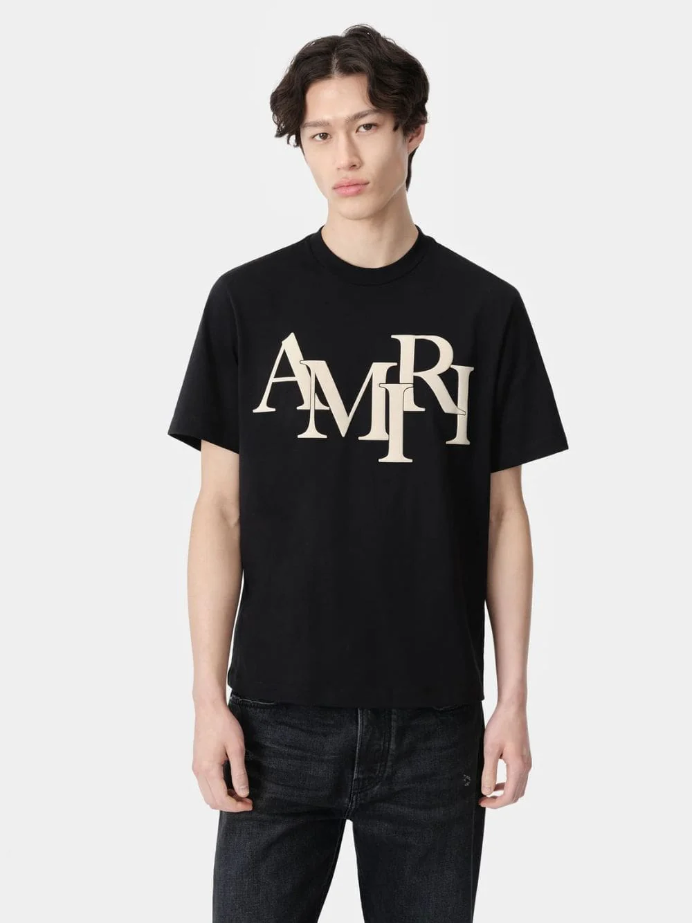 Black Staggered Logo T-Shirt - Image 2