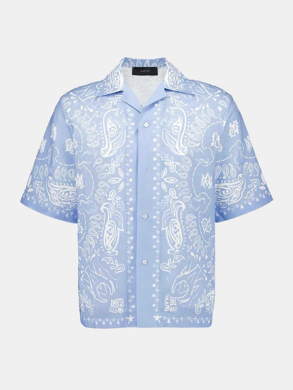 Blue Bandana Watercolor Camp Shirt - Image 2