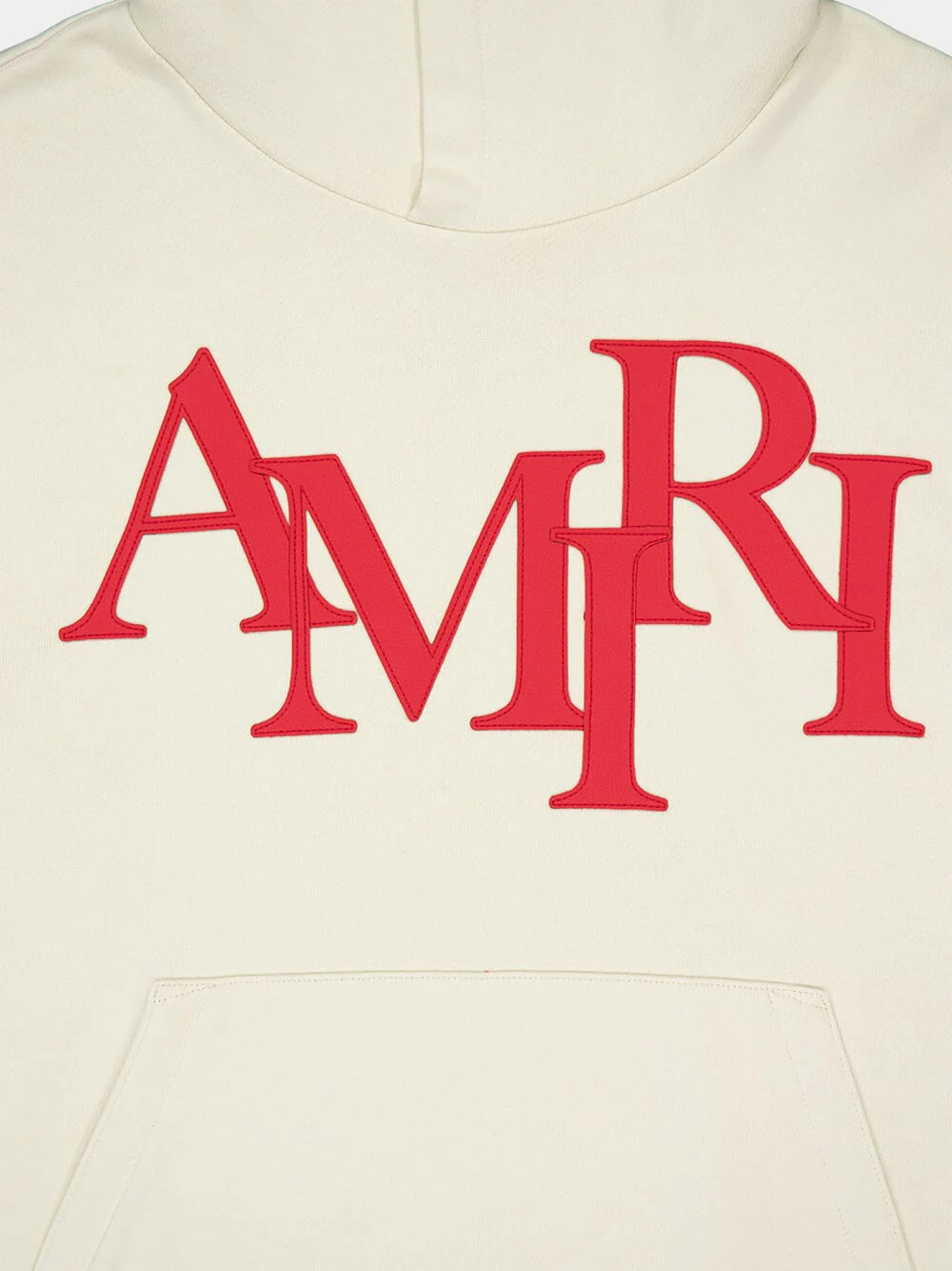 Light Beige Cotton Hoodie with Red Logo - Image 3