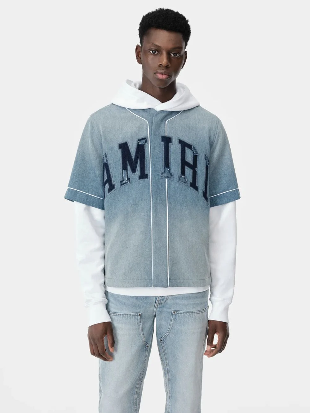 Sunfaded Denim Baseball Shirt - Image 2