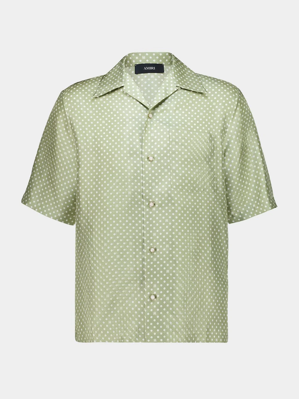 Green Tea Polka Dot Camp Silk Shirt