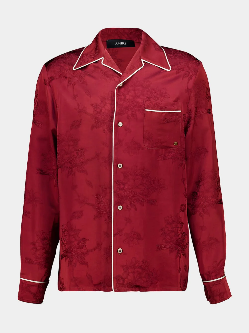 Terracotta Floral Jacquard Pajama Shirt