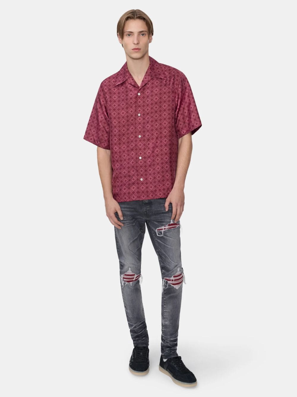 Wine Silk MA Quad Bowling Shirt - Image 2