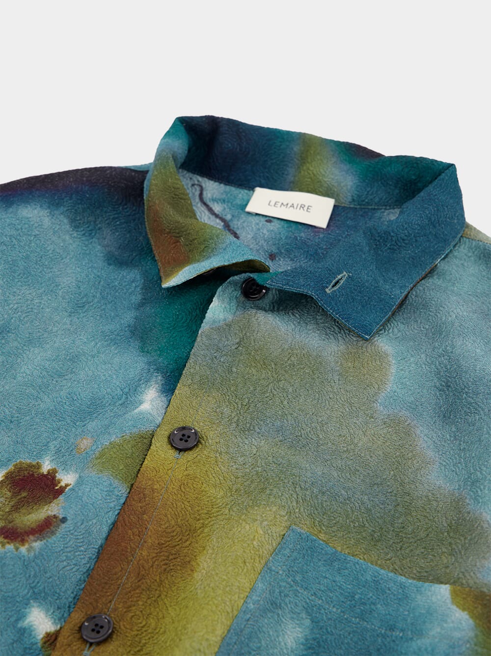Aqua Silk Jacquard Print Shirt - Image 3