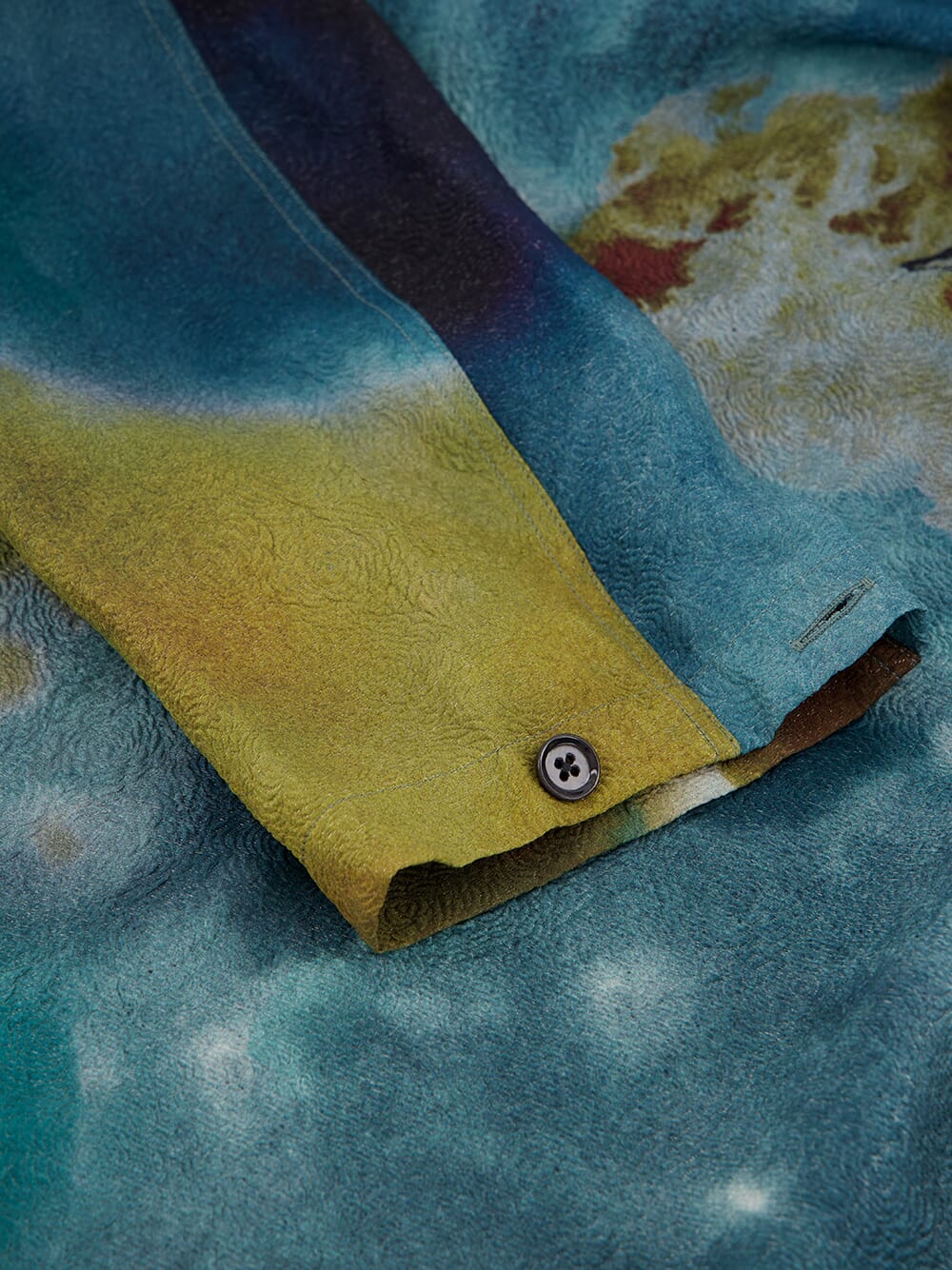 Aqua Silk Jacquard Print Shirt - Image 4