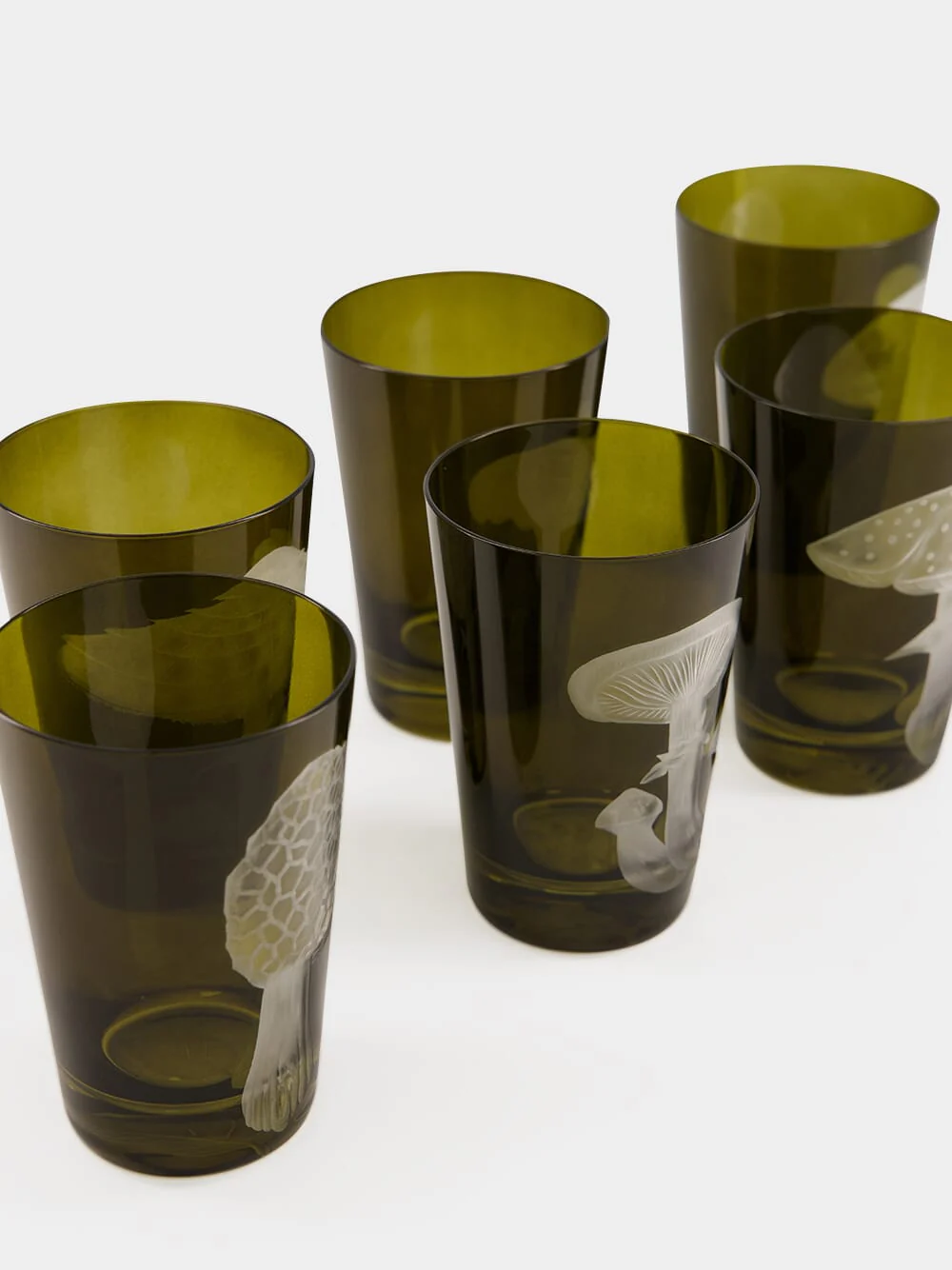 Moss Green Mushrooms Tumbler Set of 6 - Image 3
