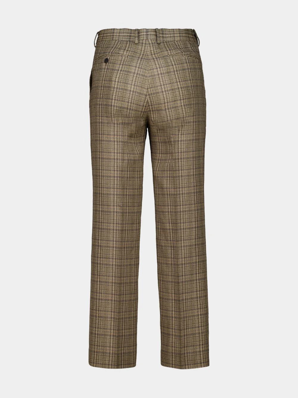 Dark Brown Check Silk Linen Trousers - Image 2