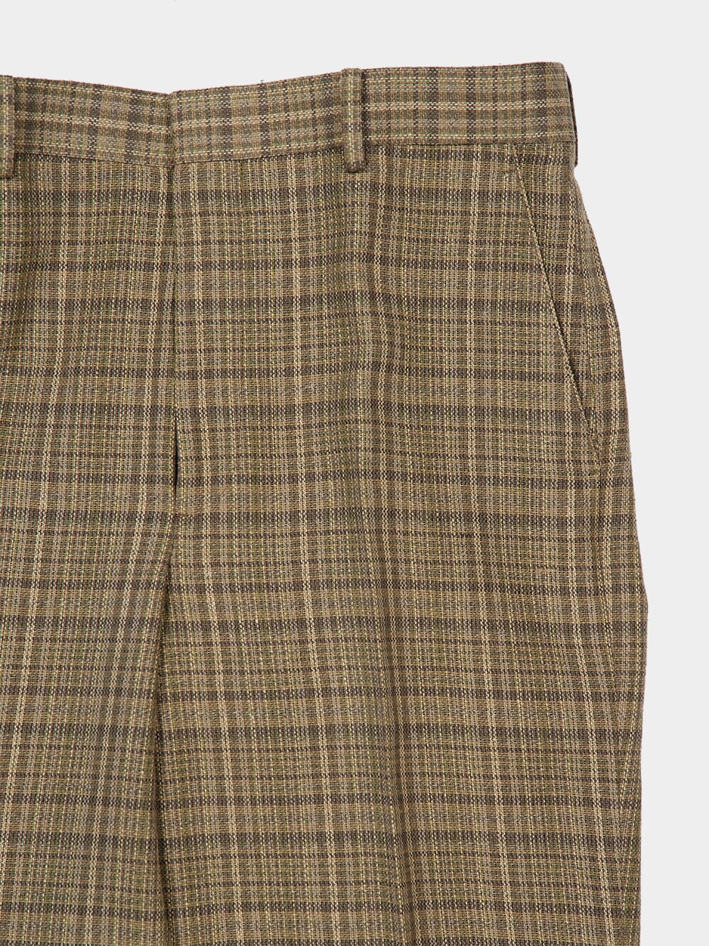 Dark Brown Check Silk Linen Trousers - Image 3