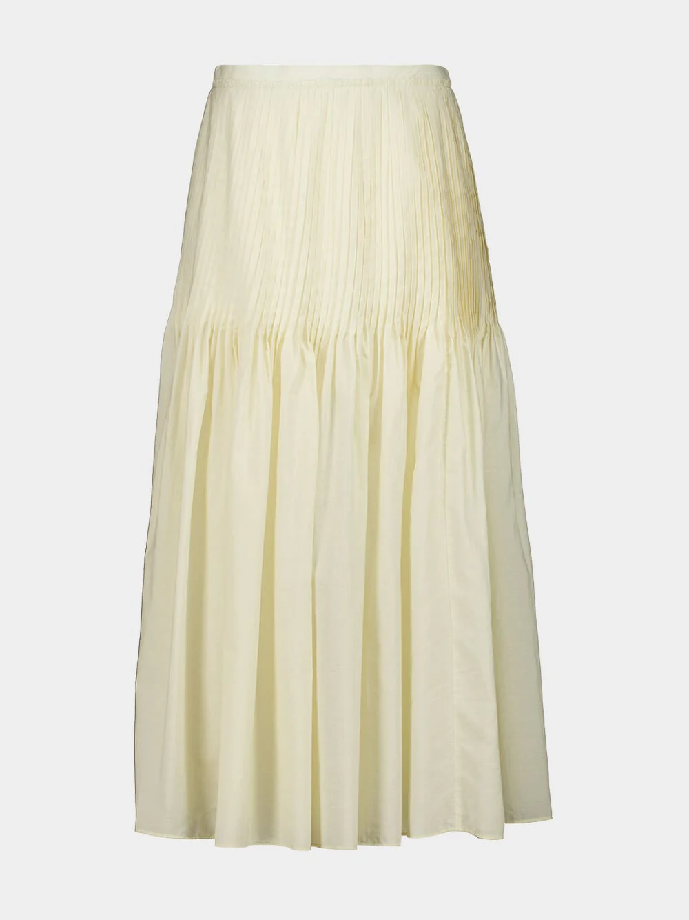 Ivory Pin-Tuck Cotton Maxi Skirt