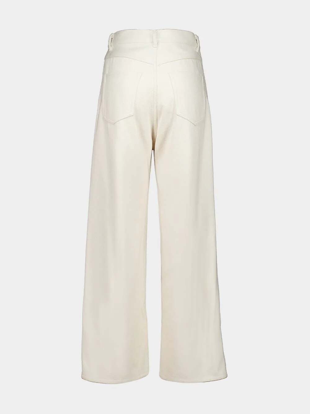 Ivory White Silk Nep Denim 5P Wide Pants - Image 2