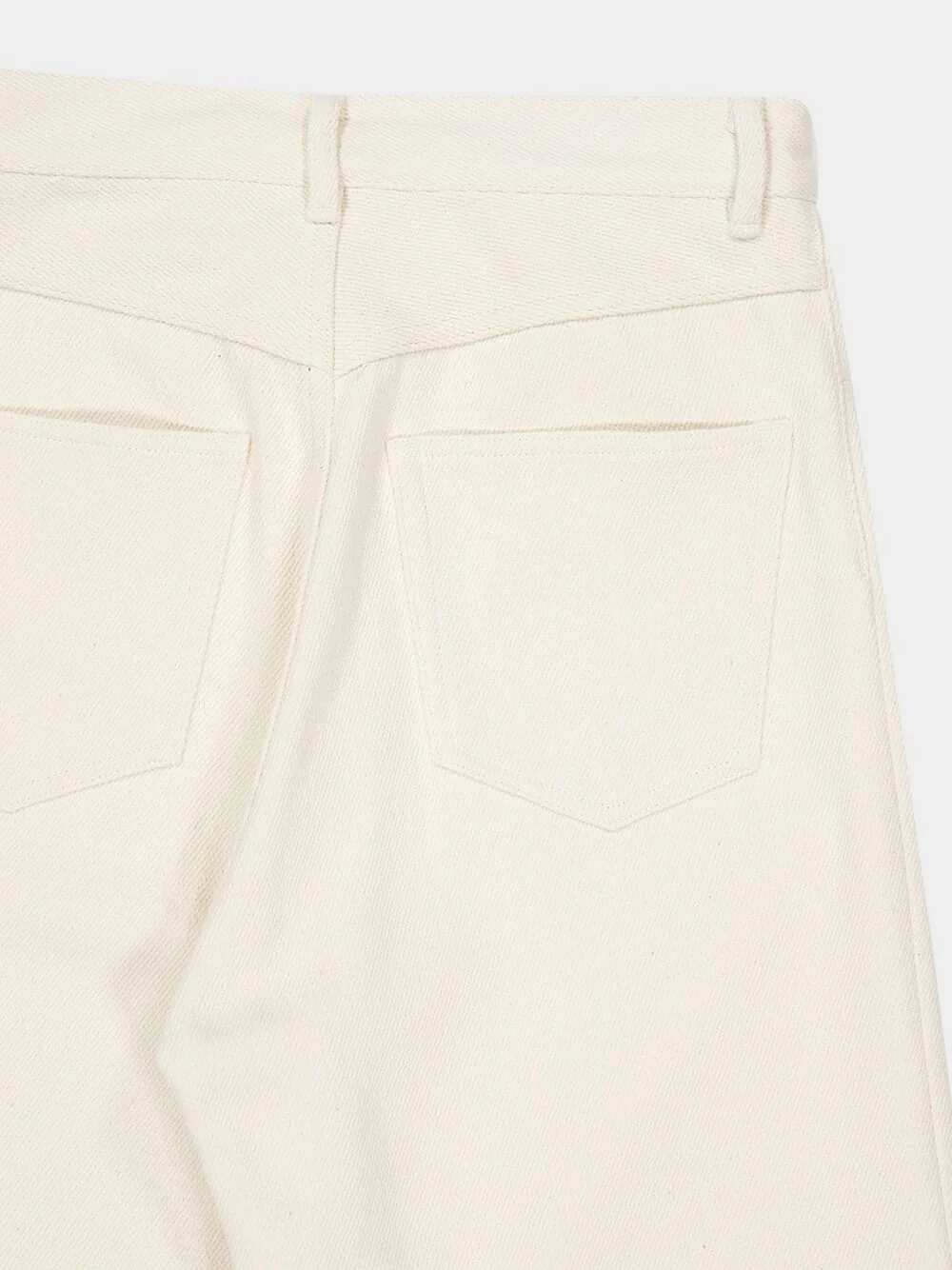 Ivory White Silk Nep Denim 5P Wide Pants - Image 4