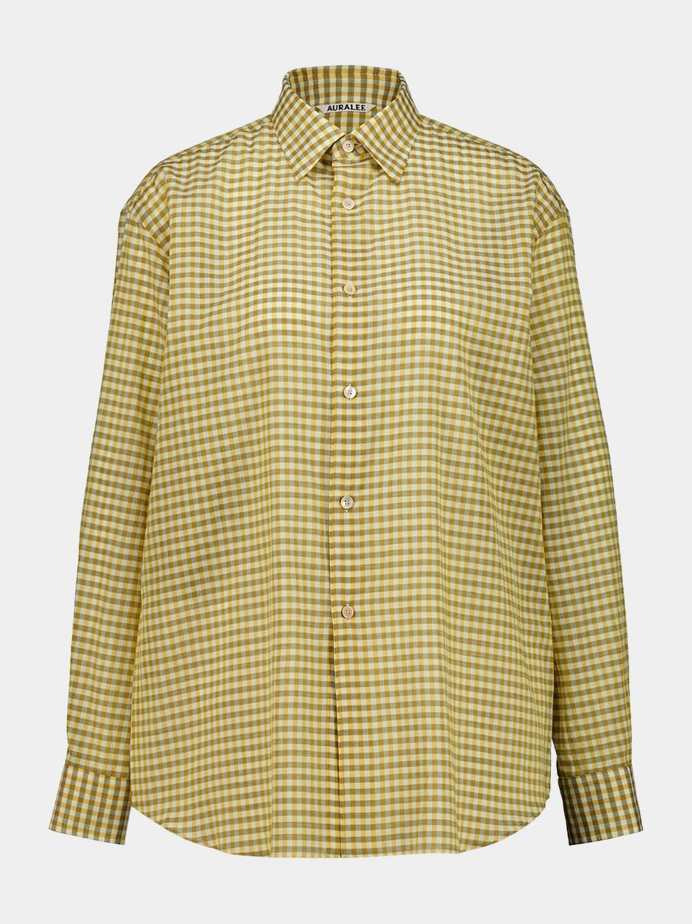 Mustard Gingham Check Airy Cotton Shirt
