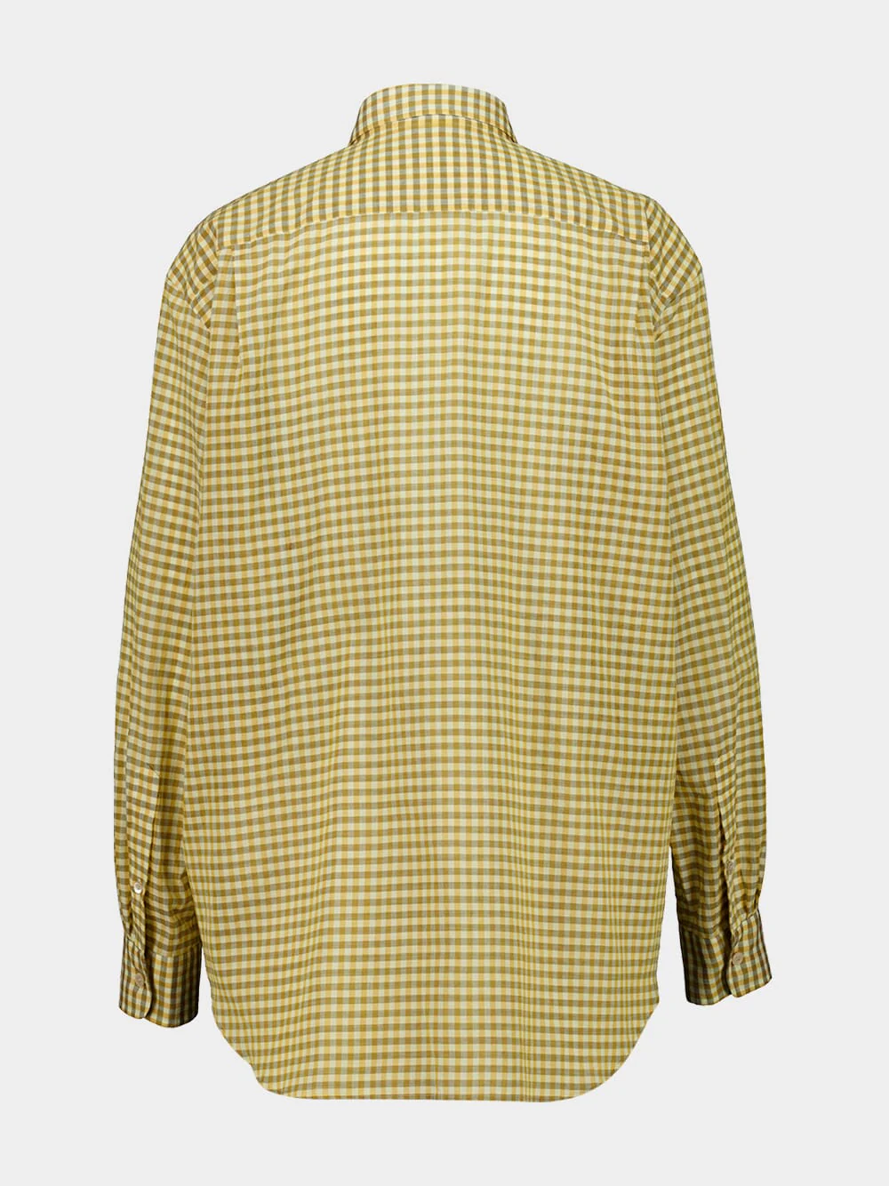 Mustard Gingham Check Airy Cotton Shirt - Image 2