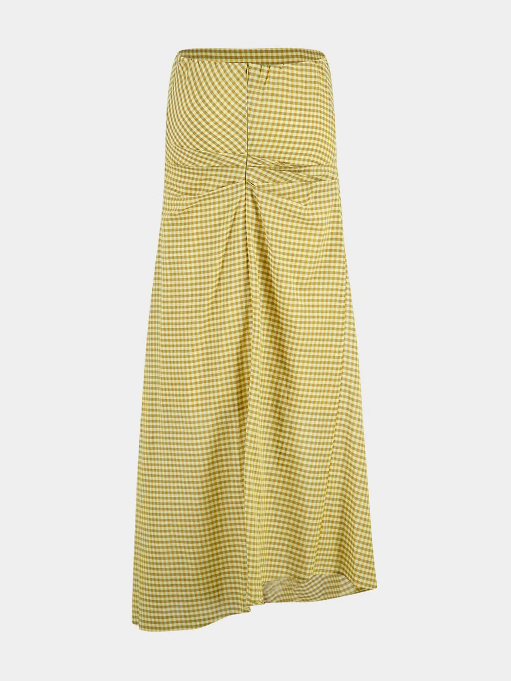 Mustard Gingham Strapless Cotton Dress - Image 2