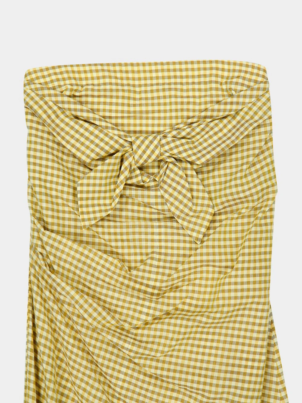 Mustard Gingham Strapless Cotton Dress - Image 3
