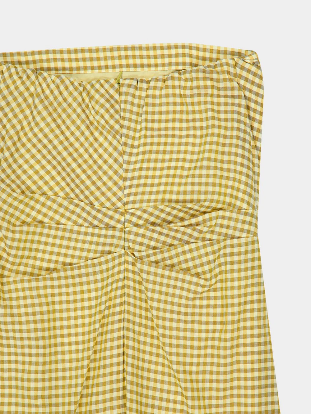 Mustard Gingham Strapless Cotton Dress - Image 4