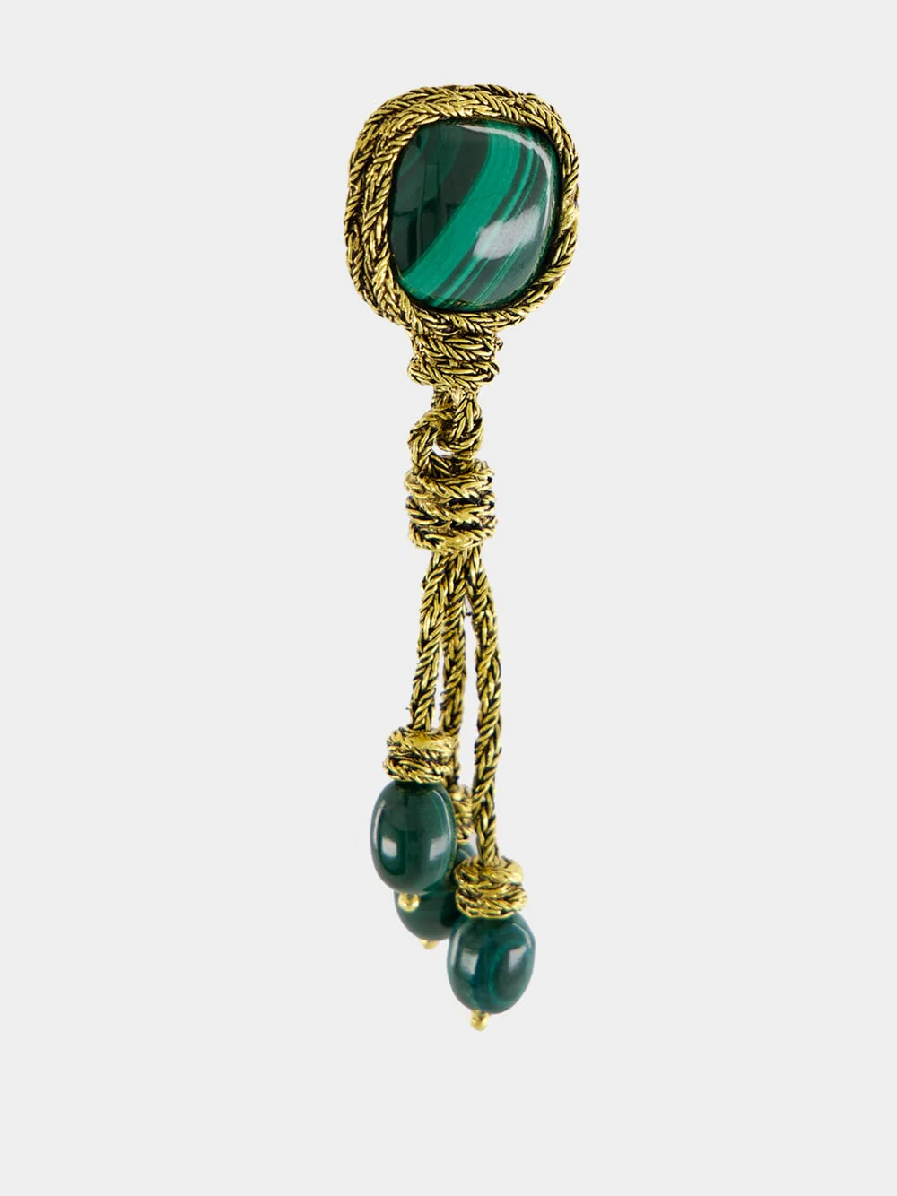 Gold and Pine Green Miki Malachite Earrings - Image 3