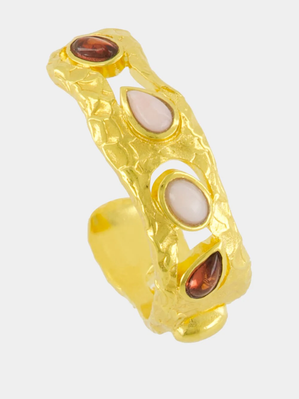 Gold Atalide Earrings with Garnet and Opal - Image 3