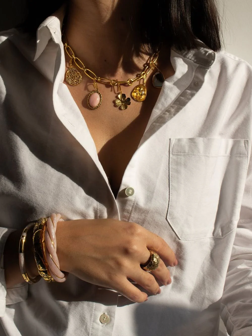 Gold Hazelnut Charm Bar Necklace - Image 2