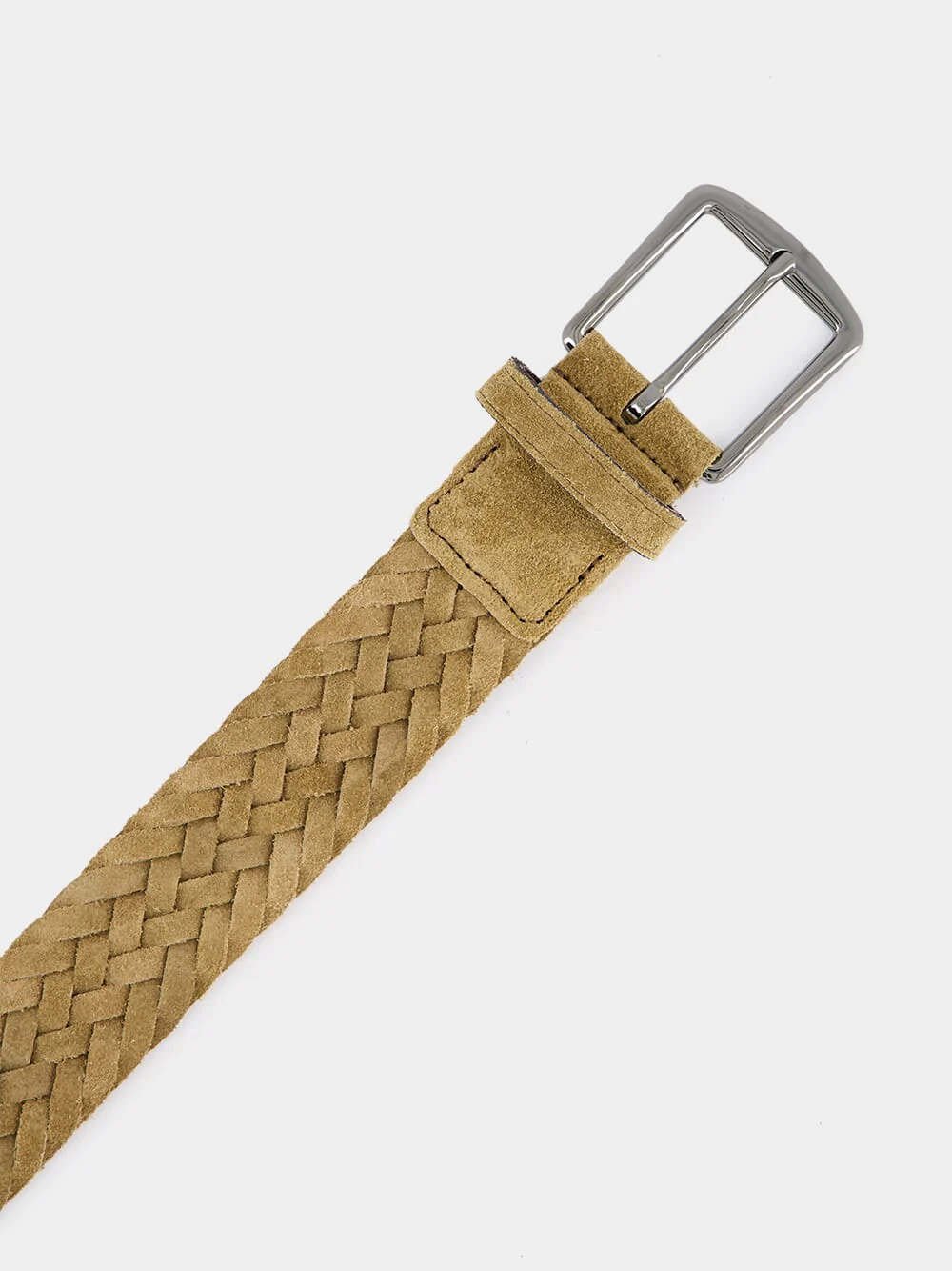 Beige Woven Suede Belt - Image 2