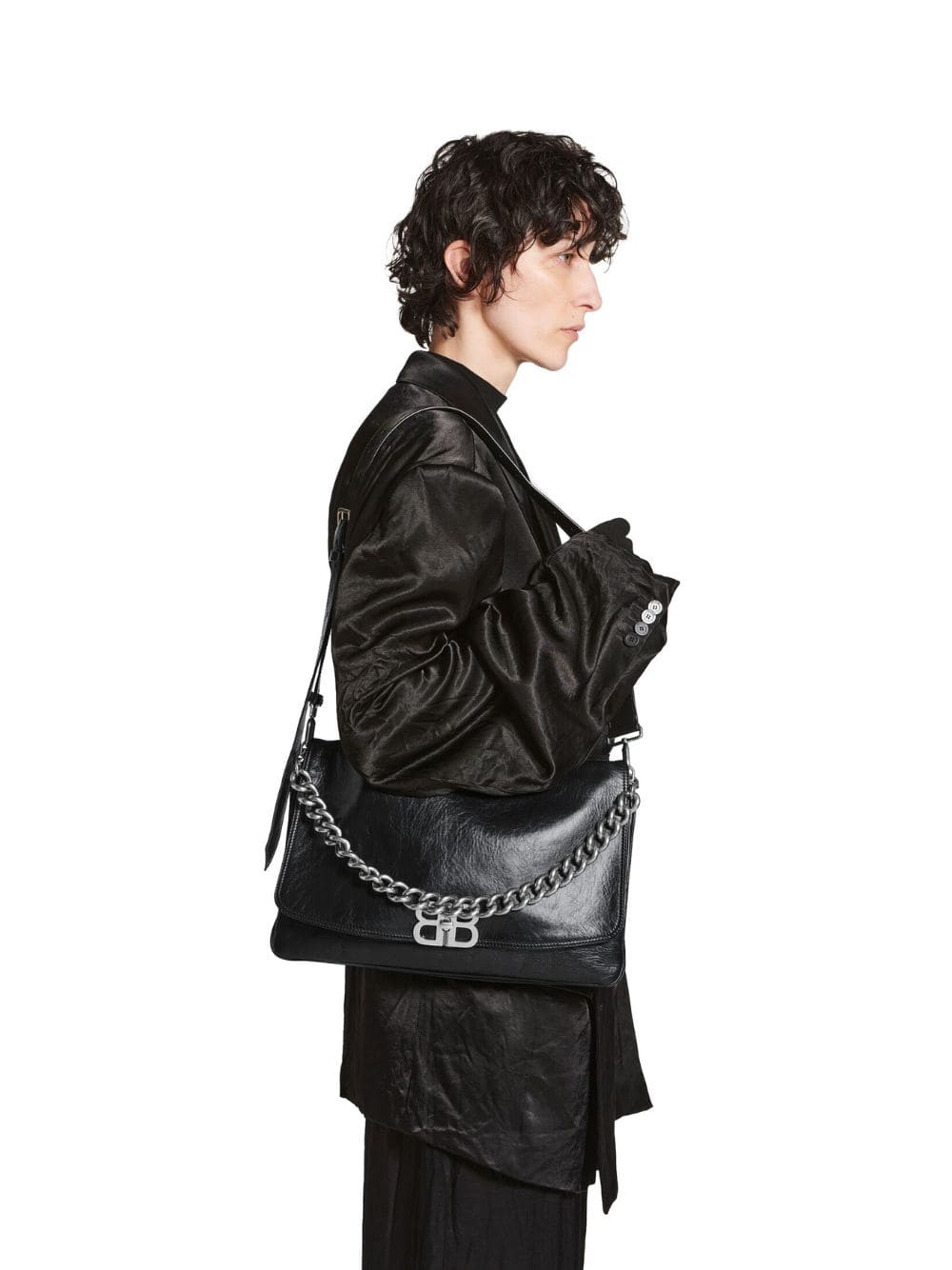 Black BB Soft Large Flap Bag - Image 2