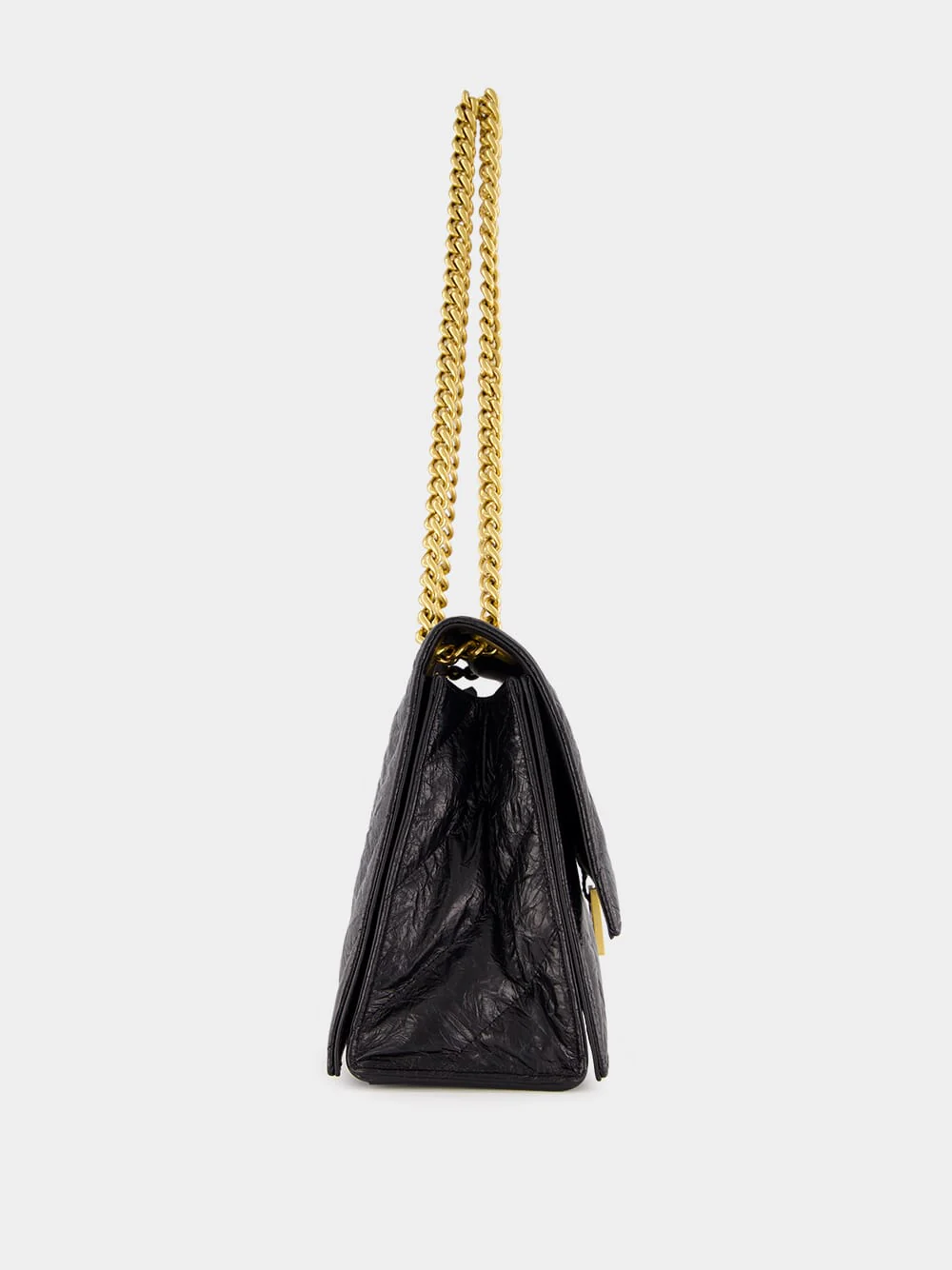 Black Quilted Crush Medium Chain Bag - Image 2