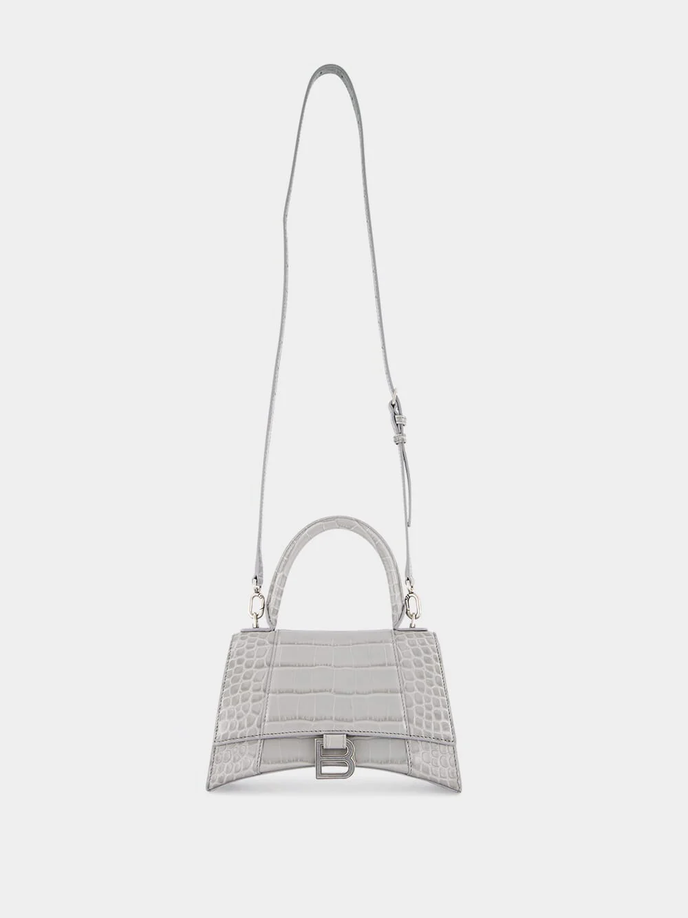 Grey Crocodile Calfksin Hourglass Small Handbag - Image 2