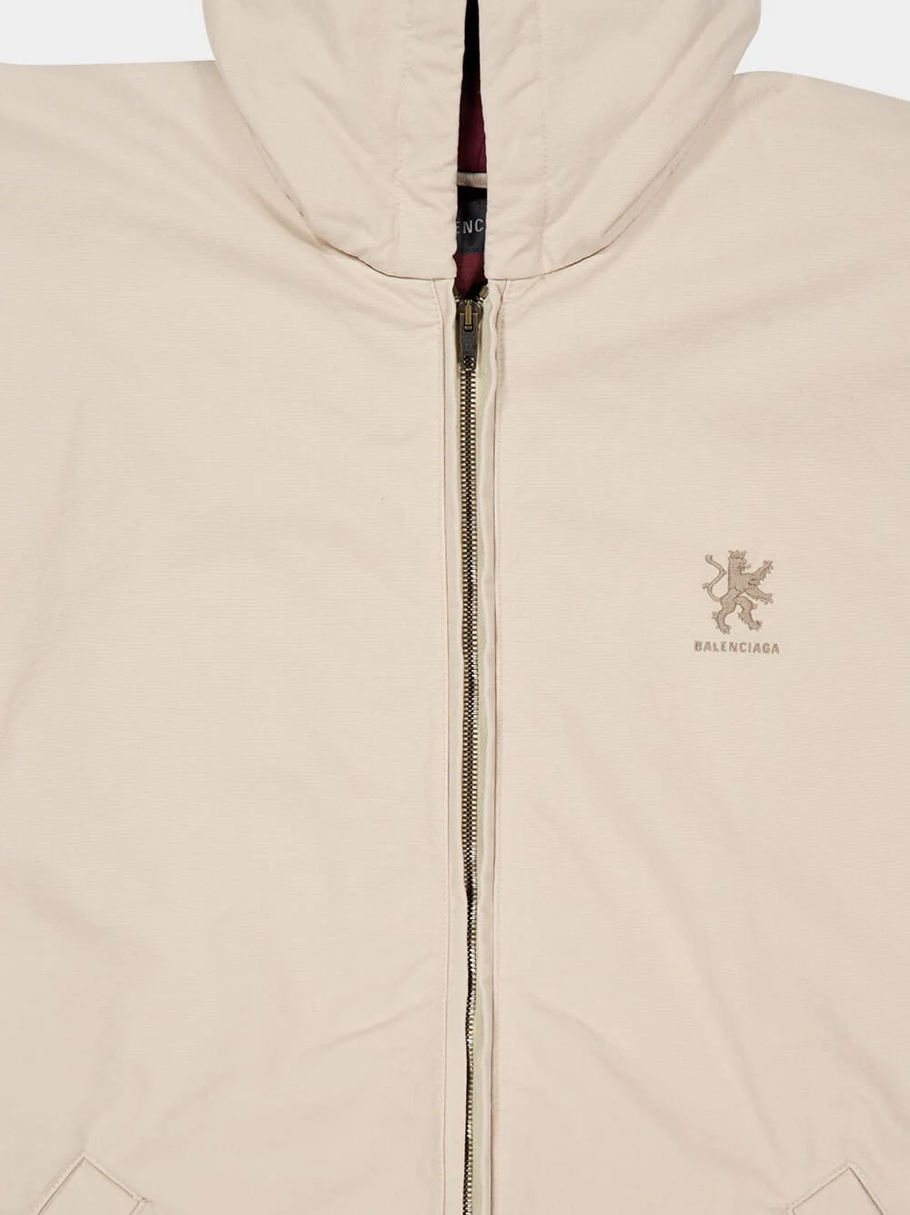 Beige Hooded Zip-Up Cotton Jacket - Image 3