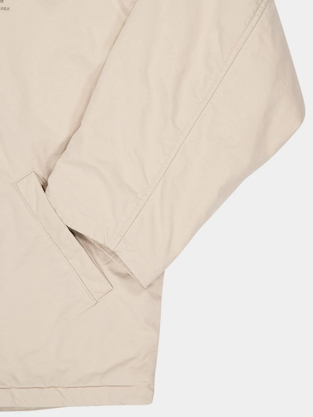 Beige Hooded Zip-Up Cotton Jacket - Image 4