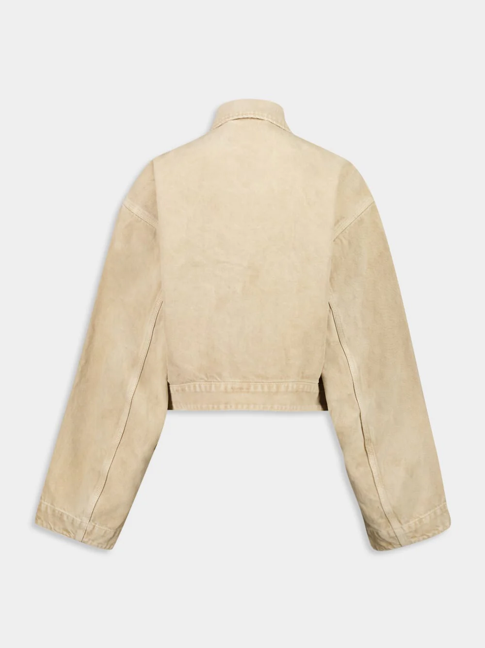 Beige Workwear Cropped Denim Jacket - Image 2