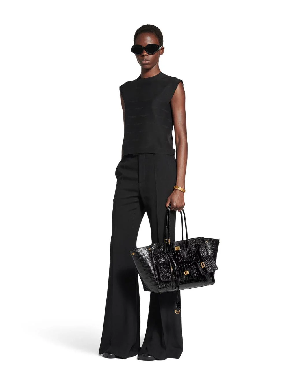 Bel Air Medium Carry All Bag in Black Croc - Image 2