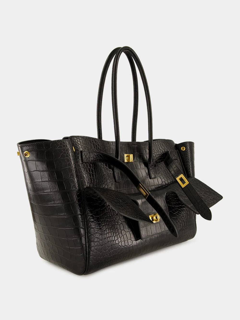 Bel Air Medium Carry All Bag in Black Croc - Image 3