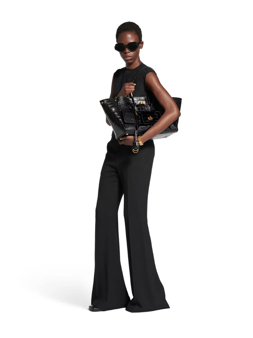 Bel Air Medium Carry All Bag in Black Croc - Image 4