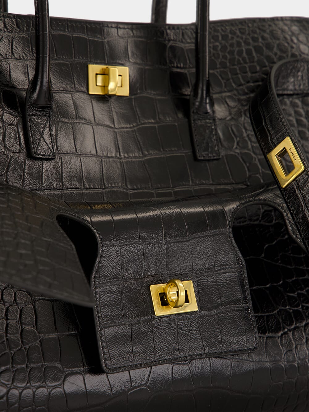 Bel Air Medium Carry All Bag in Black Croc - Image 8