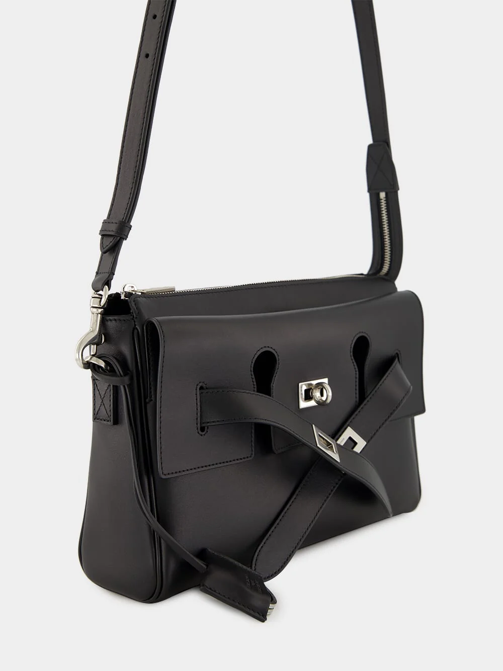 Bel Air Small Zipped Messenger Bag Black - Image 3