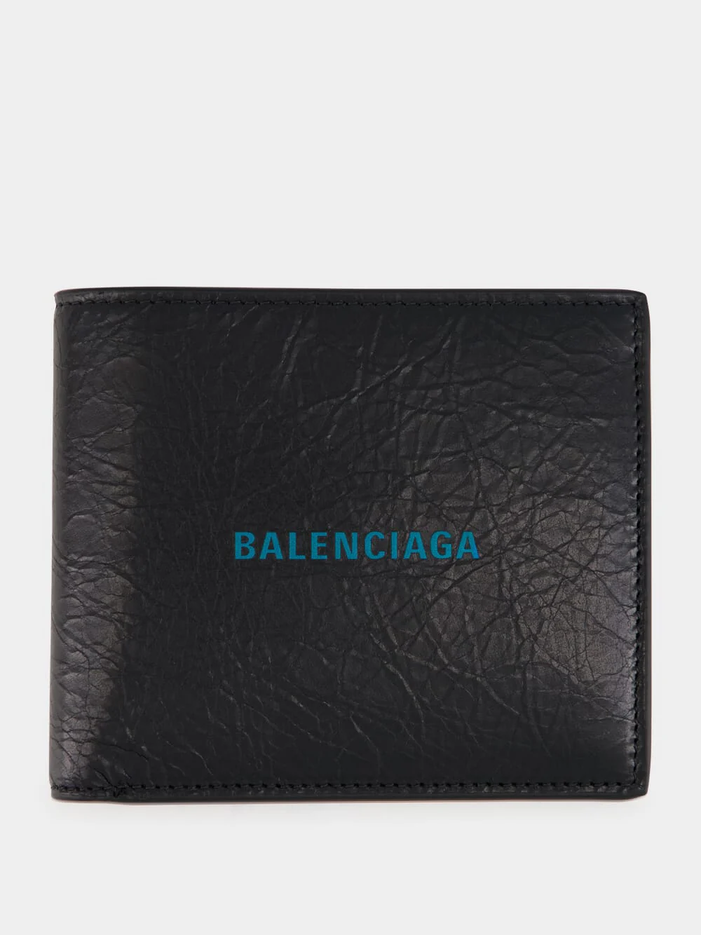 Black and Sky Blue Cash Square Folded Wallet