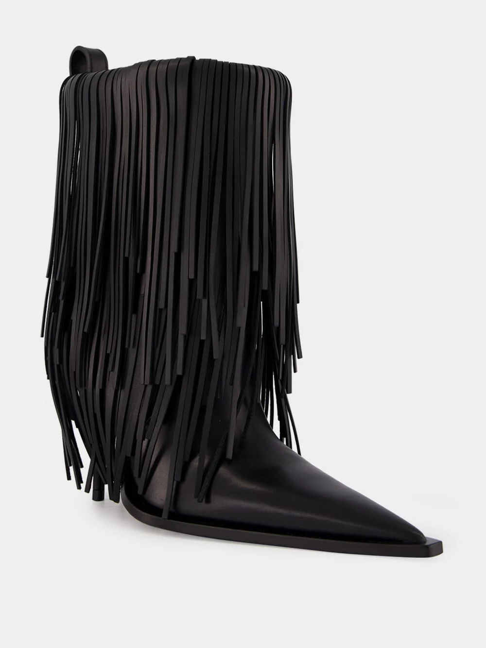 Black Avenue Fringe Leather Booties - Image 2