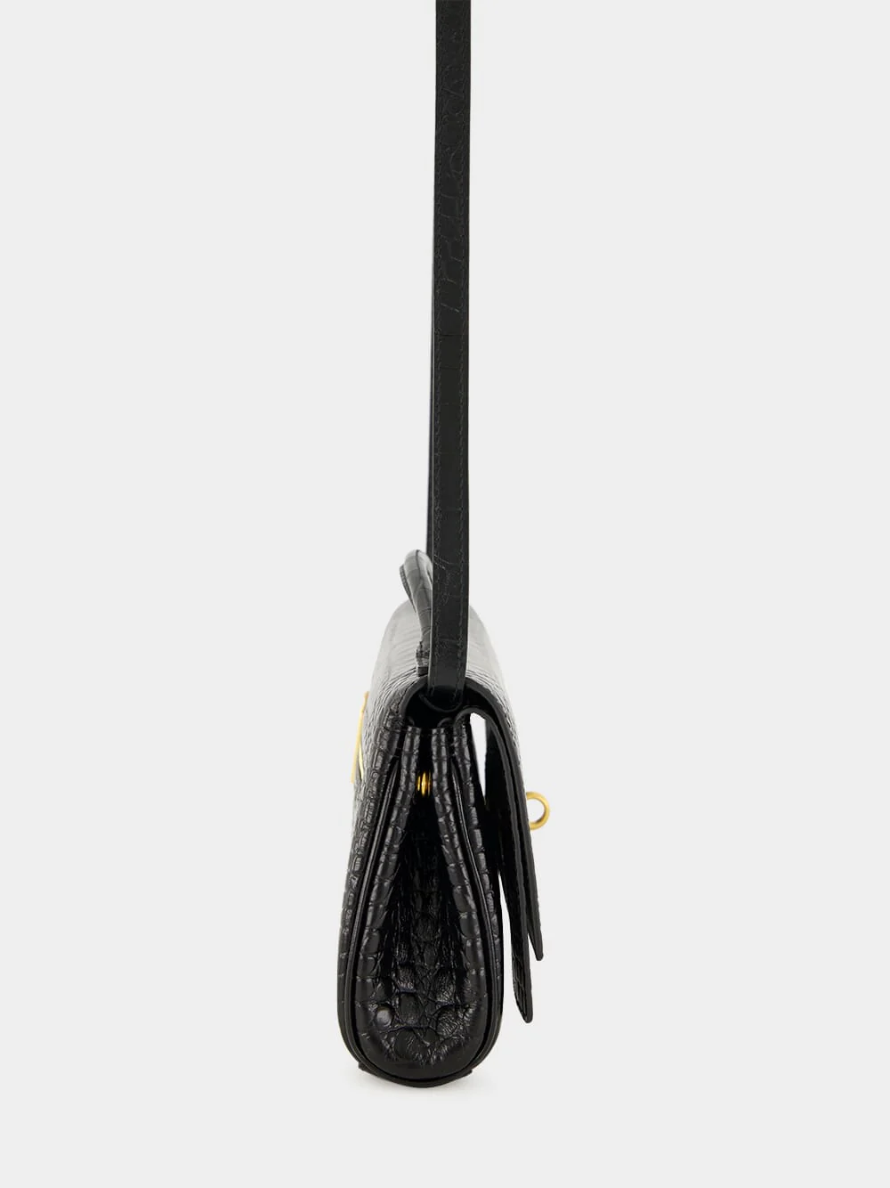 Black Bel Air Embossed Croc Clutch Bag - Image 4