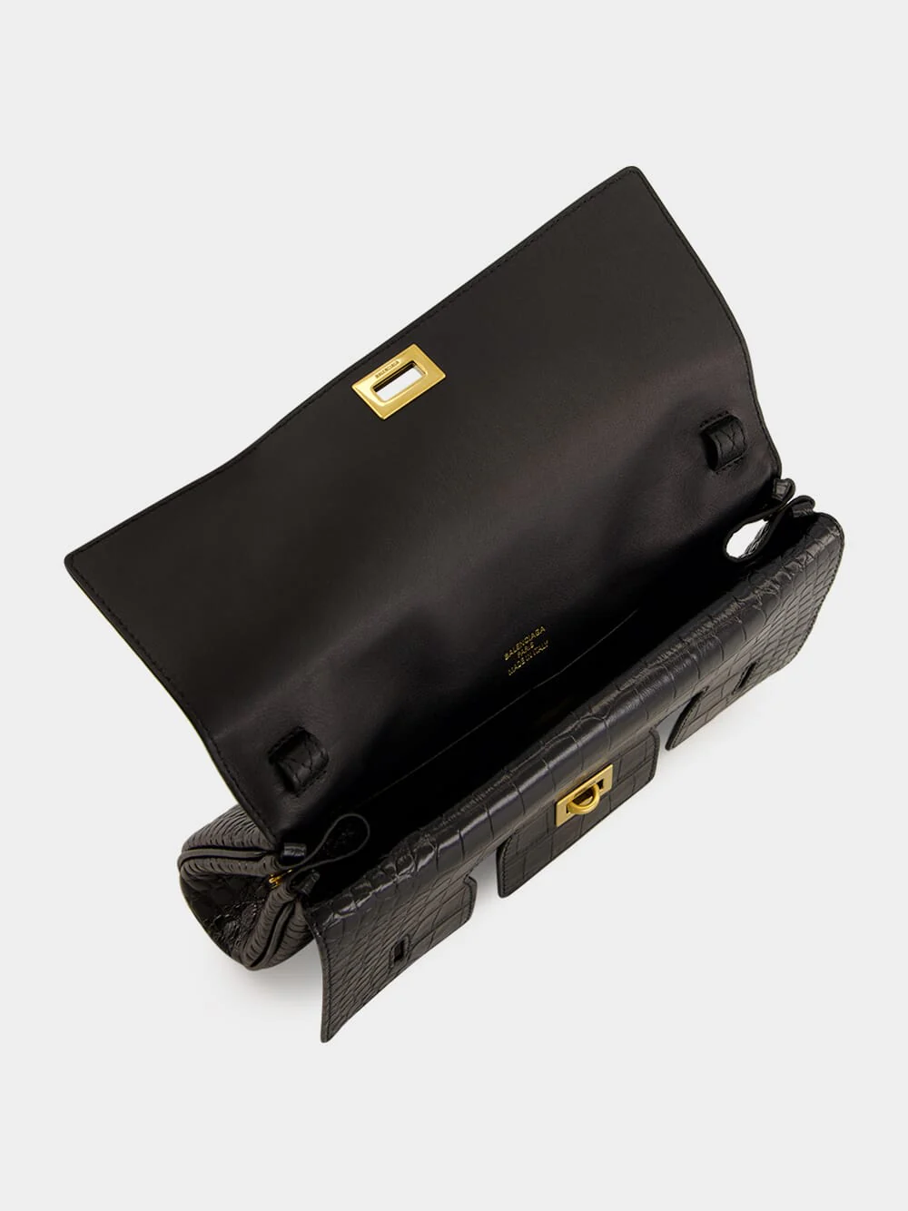 Black Bel Air Embossed Croc Clutch Bag - Image 6