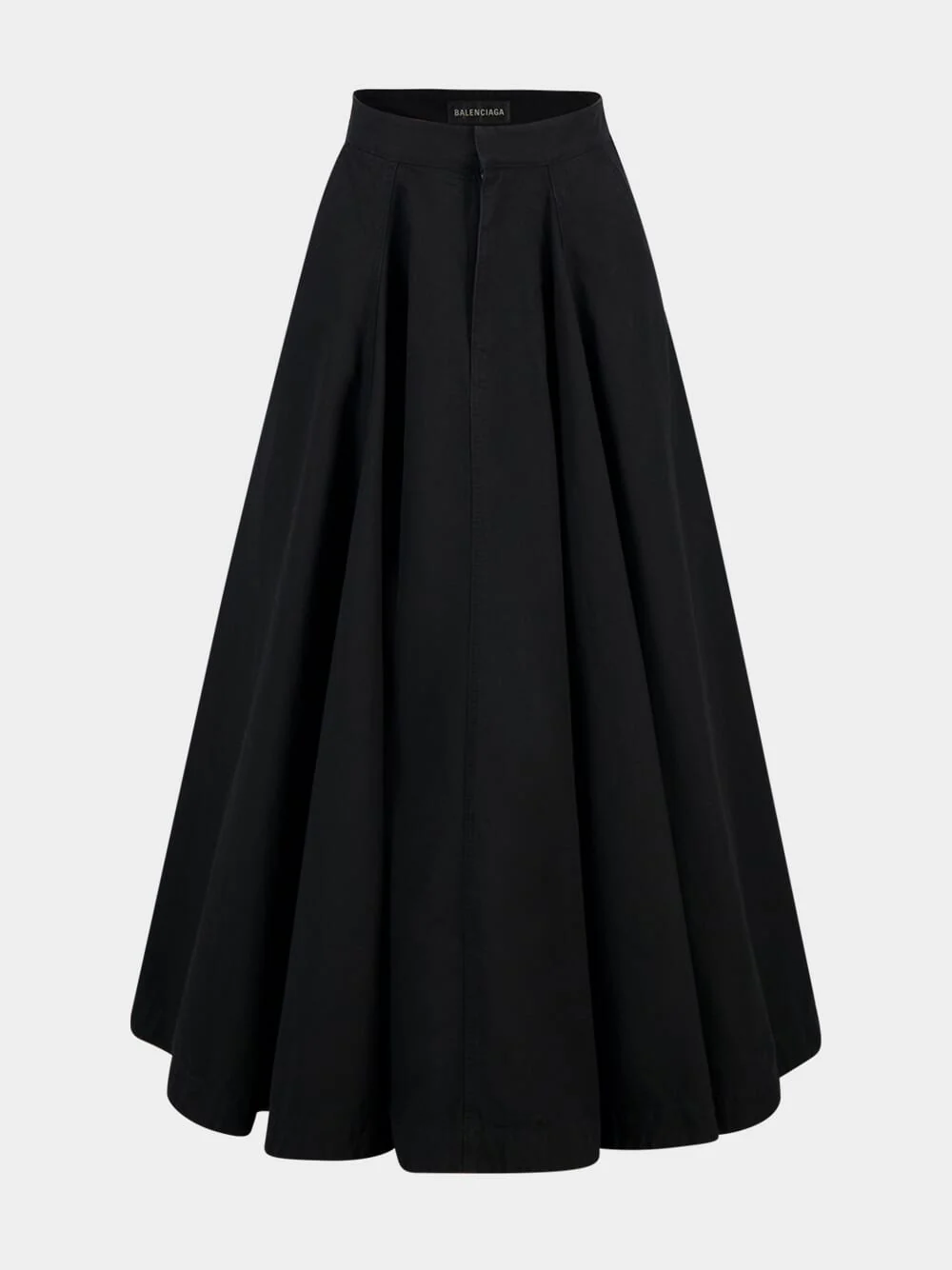 Black Cotton Godet Maxi Skirt
