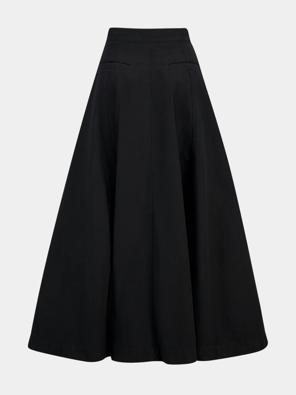 Black Cotton Godet Maxi Skirt - Image 3