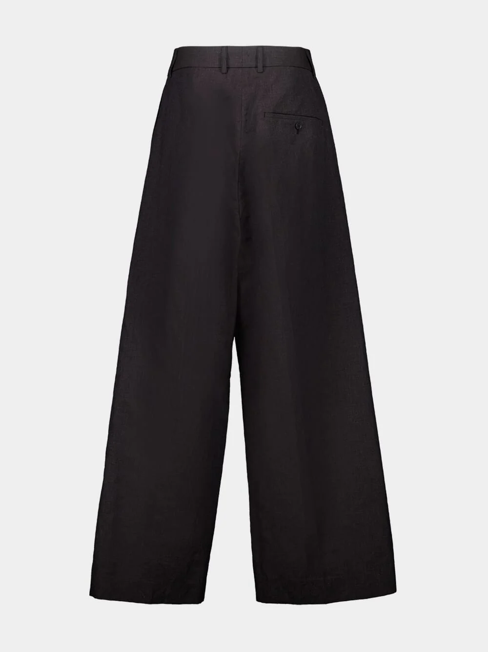 Black Cotton Large-Fit Trousers - Image 2