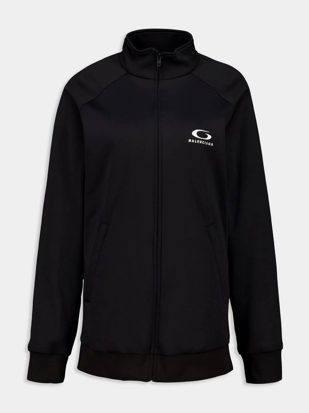 Black Cotton Zip-Up Tracksuit Jacket