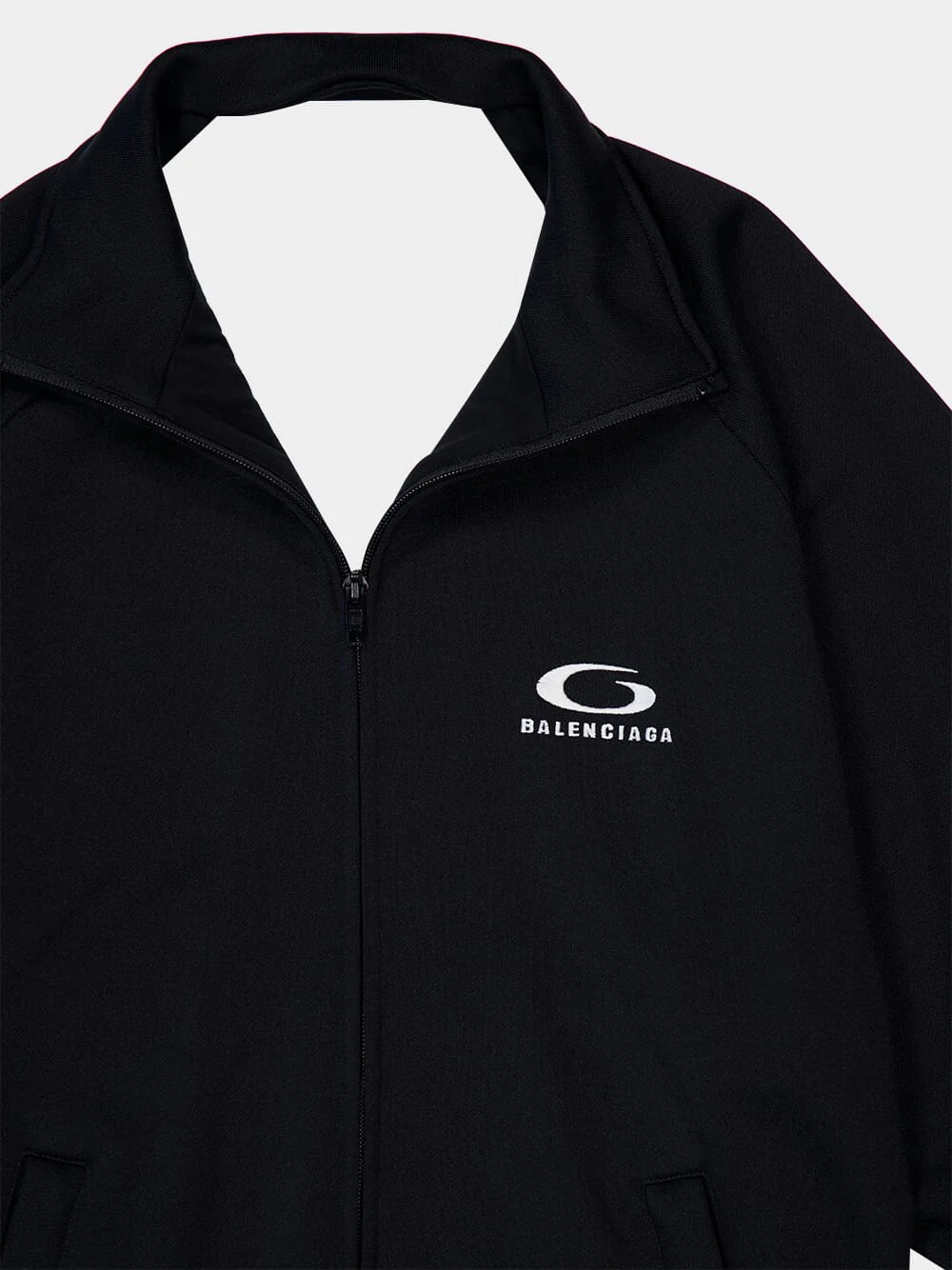 Black Cotton Zip-Up Tracksuit Jacket - Image 3